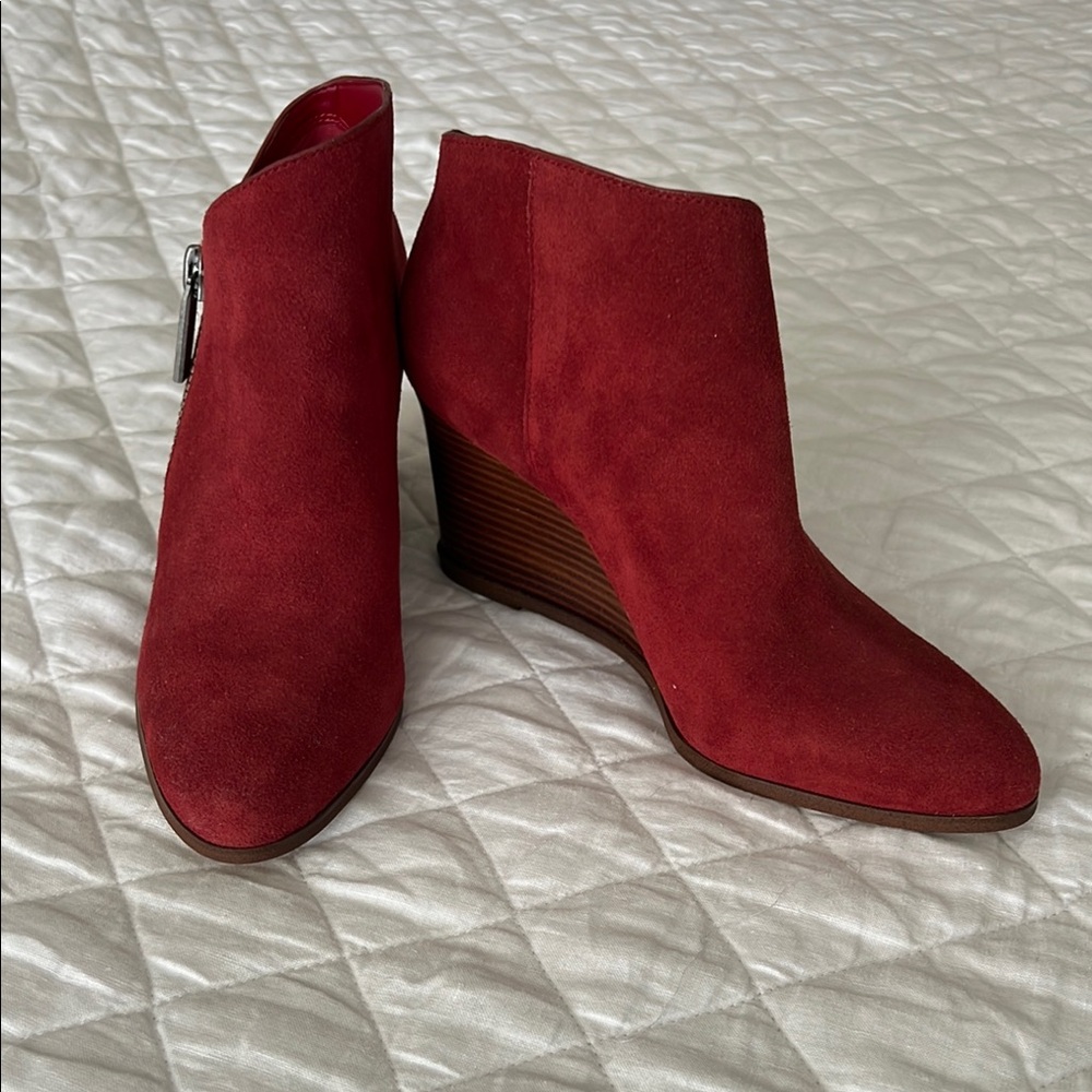 Women's Red Suede Ankle Boots